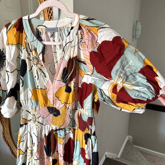 Anthropologie / Conditions Apply floral Tiered puff sleeve smocked midi dress - Picture 5 of 7